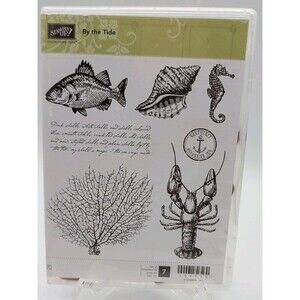 Stampin' UP! BY THE TIDE Stamp Set Shell Coral Lobster Seahorse Fish B12